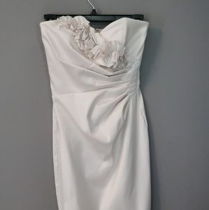 WHBM Satin Strapless White Floral Dress